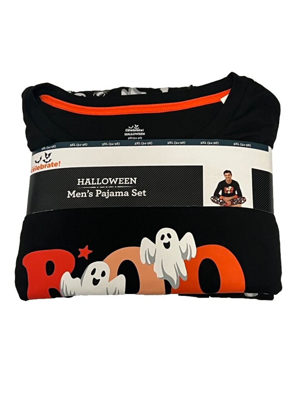 Men's Halloween Boo Crew Matching Family Pajama Set  Ghosts Long Sleeve Size 3XL